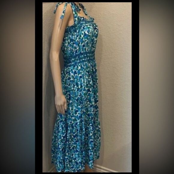 J.Crew-Blue Floral Midi Dress - Picture 3 of 11